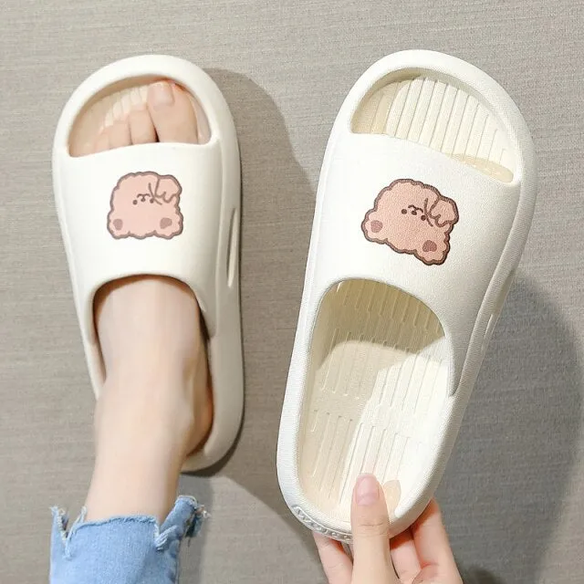 Women Men Summer Slippers Cartoon Dinosaur Thick Bottom Slide Sandals Ladies Couple Girls Boys Bathroom Shoes Zapatillas