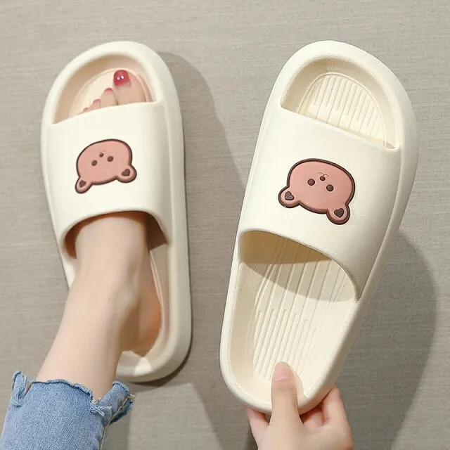 Women Men Summer Slippers Cartoon Dinosaur Thick Bottom Slide Sandals Ladies Couple Girls Boys Bathroom Shoes Zapatillas