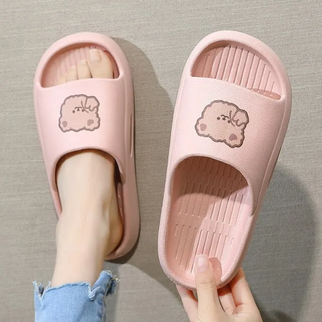 Women Men Summer Slippers Cartoon Dinosaur Thick Bottom Slide Sandals Ladies Couple Girls Boys Bathroom Shoes Zapatillas