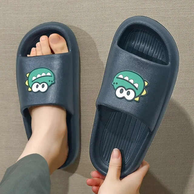 Women Men Summer Slippers Cartoon Dinosaur Thick Bottom Slide Sandals Ladies Couple Girls Boys Bathroom Shoes Zapatillas