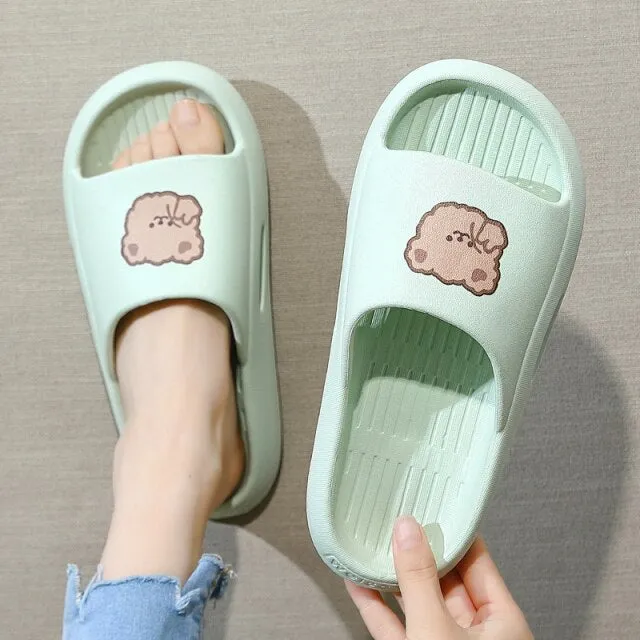 Women Men Summer Slippers Cartoon Dinosaur Thick Bottom Slide Sandals Ladies Couple Girls Boys Bathroom Shoes Zapatillas