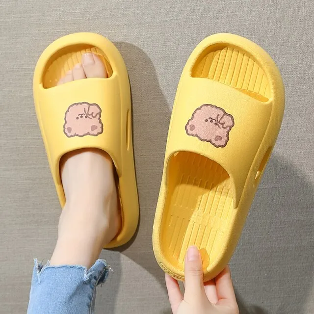 Women Men Summer Slippers Cartoon Dinosaur Thick Bottom Slide Sandals Ladies Couple Girls Boys Bathroom Shoes Zapatillas