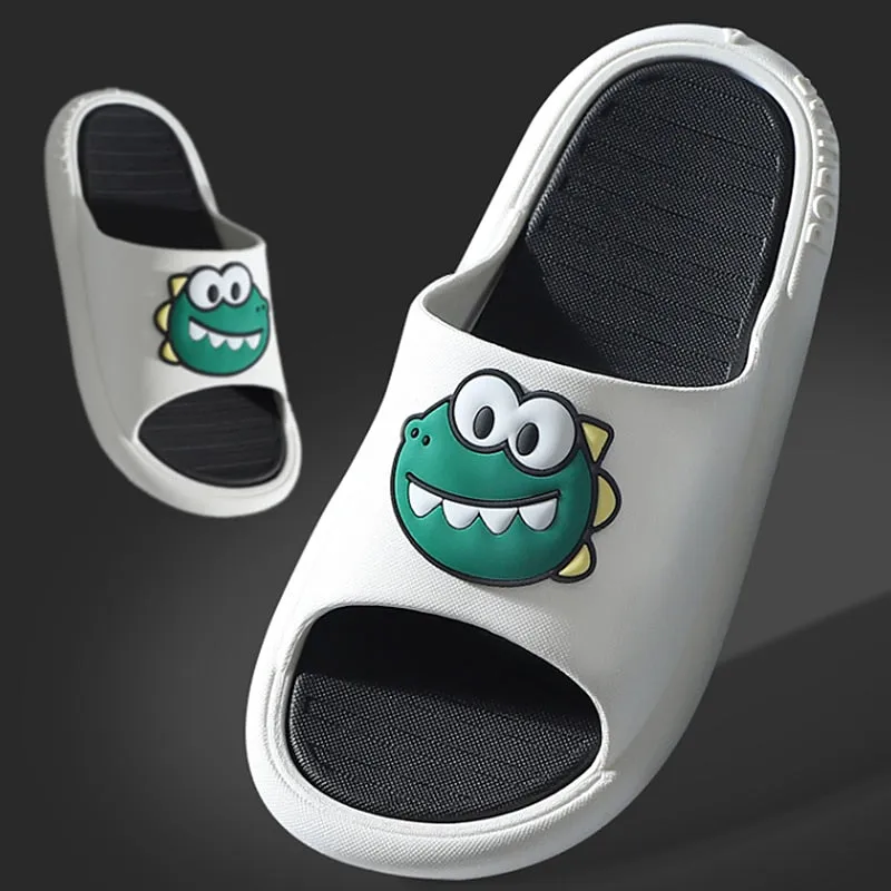 Women Men Summer Slippers Cartoon Dinosaur Thick Bottom Slide Sandals Ladies Couple Girls Boys Bathroom Shoes Zapatillas