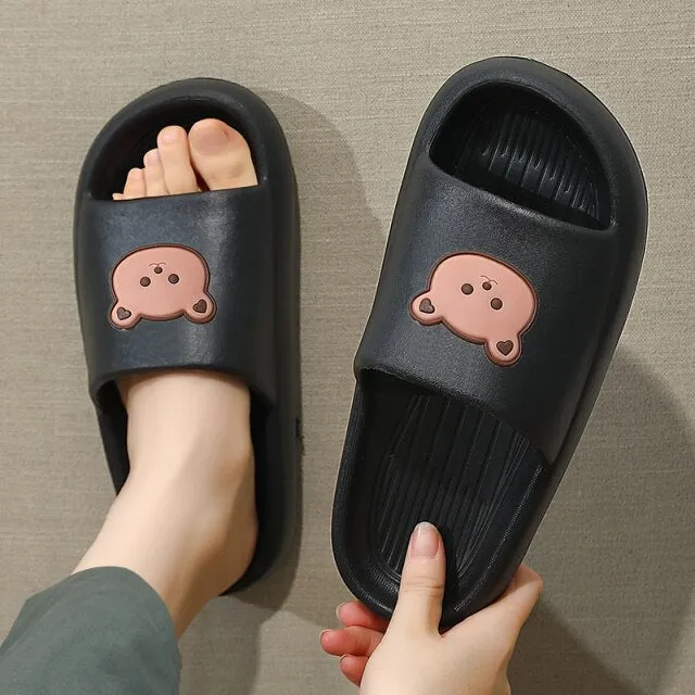 Women Men Summer Slippers Cartoon Dinosaur Thick Bottom Slide Sandals Ladies Couple Girls Boys Bathroom Shoes Zapatillas