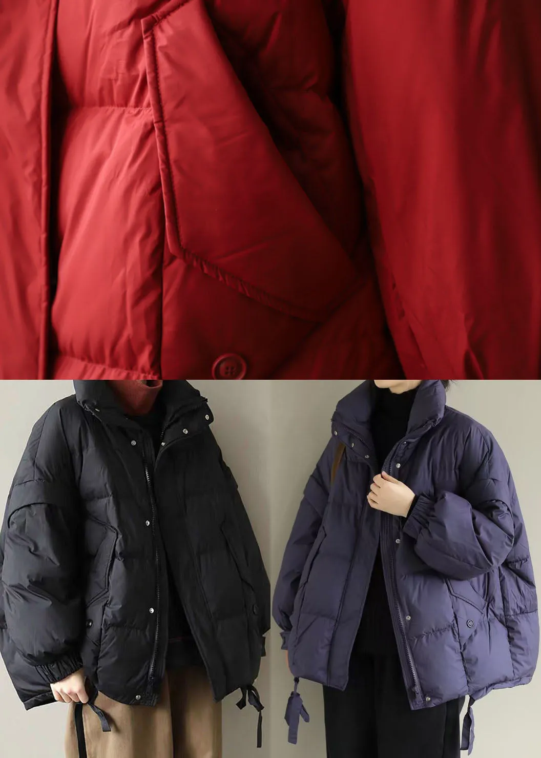 Women Red thick Duck Down Puffer Jacket Winter