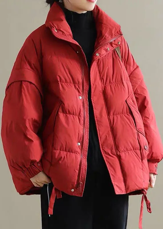 Women Red thick Duck Down Puffer Jacket Winter