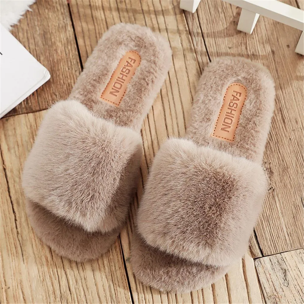 Women Soft Plush Faux Fur Slippers