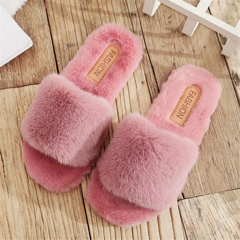 Women Soft Plush Faux Fur Slippers