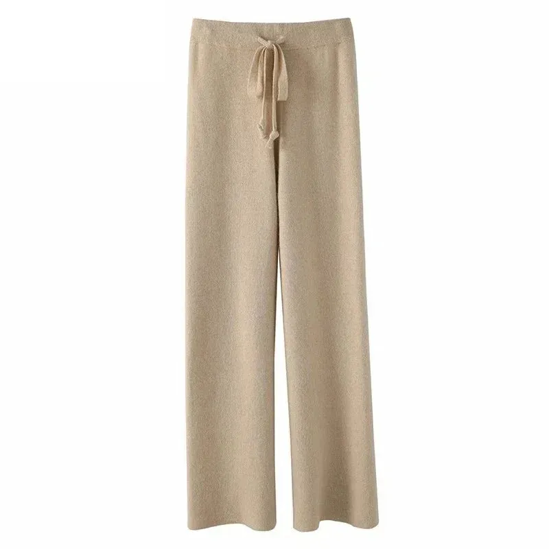 Women’s High-Waisted Loose Wool Wide-Leg Trousers