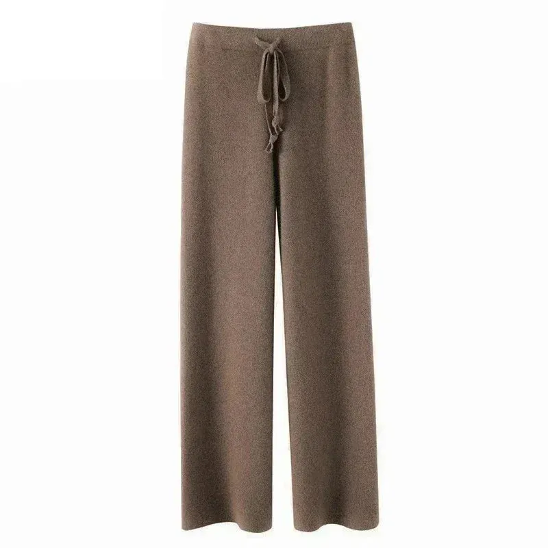 Women’s High-Waisted Loose Wool Wide-Leg Trousers