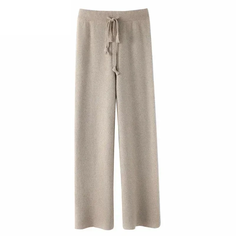 Women’s High-Waisted Loose Wool Wide-Leg Trousers