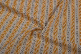 Yellow & White Printed Cotton Cambric Fabric